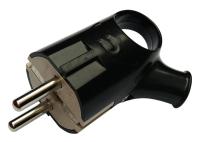 Вилка 16А угловая черная с з/к с кольцом IP20 IN HOME