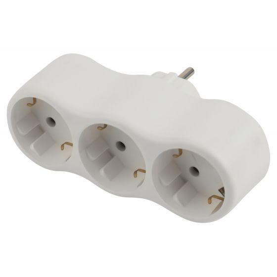 Разветвитель тройник 16А 3 гнезда с з/к белый  Эра