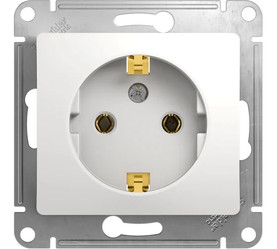 Розетка механизм 1-мест с/з белая Glossa