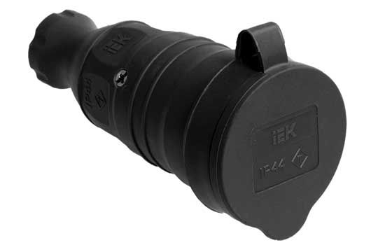 Розетка переносная каучук 250В 16А з/к с крышкой  Омега