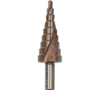 Сверло ступенчатое 4-20мм по металлу 9ступ P6M5 Hilberg