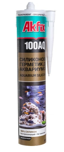 Герметик силиконовый для аквариумов 280мл прозрачный 100AQ Akfix(24)---