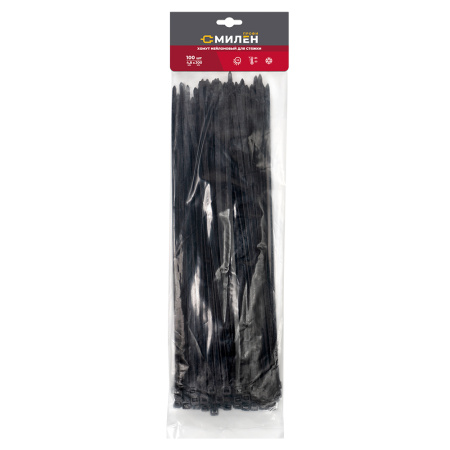 Хомут нейлоновый  4,8х300мм  100шт черный Милен