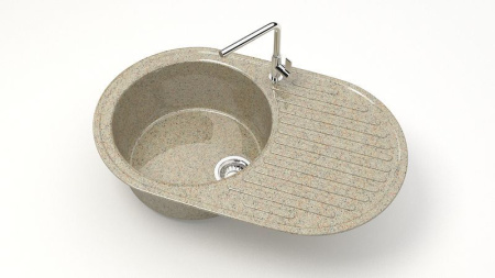Мойка иск мрамор врезная Наоми 720х455х185 песочный