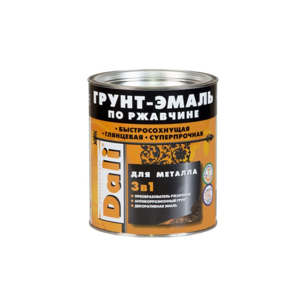 Грунт эмаль по ржавчине 3в1 серый графит 2,0л Dali