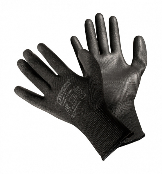 Перчатки полиэстер д/точн.работ белые,черные L  Fiberon