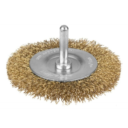 Щетка крацовка для дрели диск  50мм проволока витая латунированная Master Stayer